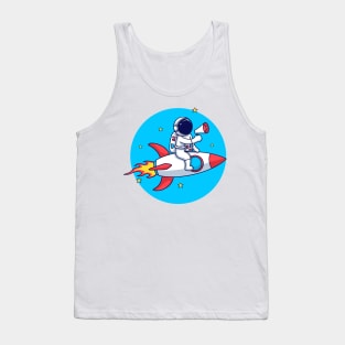 Cute Astronaut Riding Rocket With Speaker Tank Top
